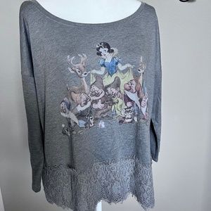 Disney Snow White & Seven Dwarfs by Lauren Conrad, Grey, Lace Hem, Bow Detail